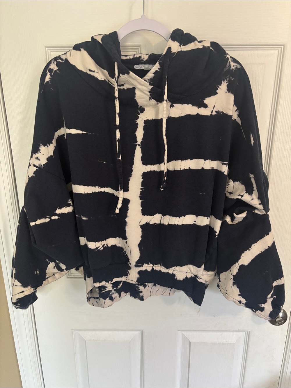 Young Fabulous & Broke Cropped Tie-Dye Hoodie in Navy and White - Picture 9 of 13